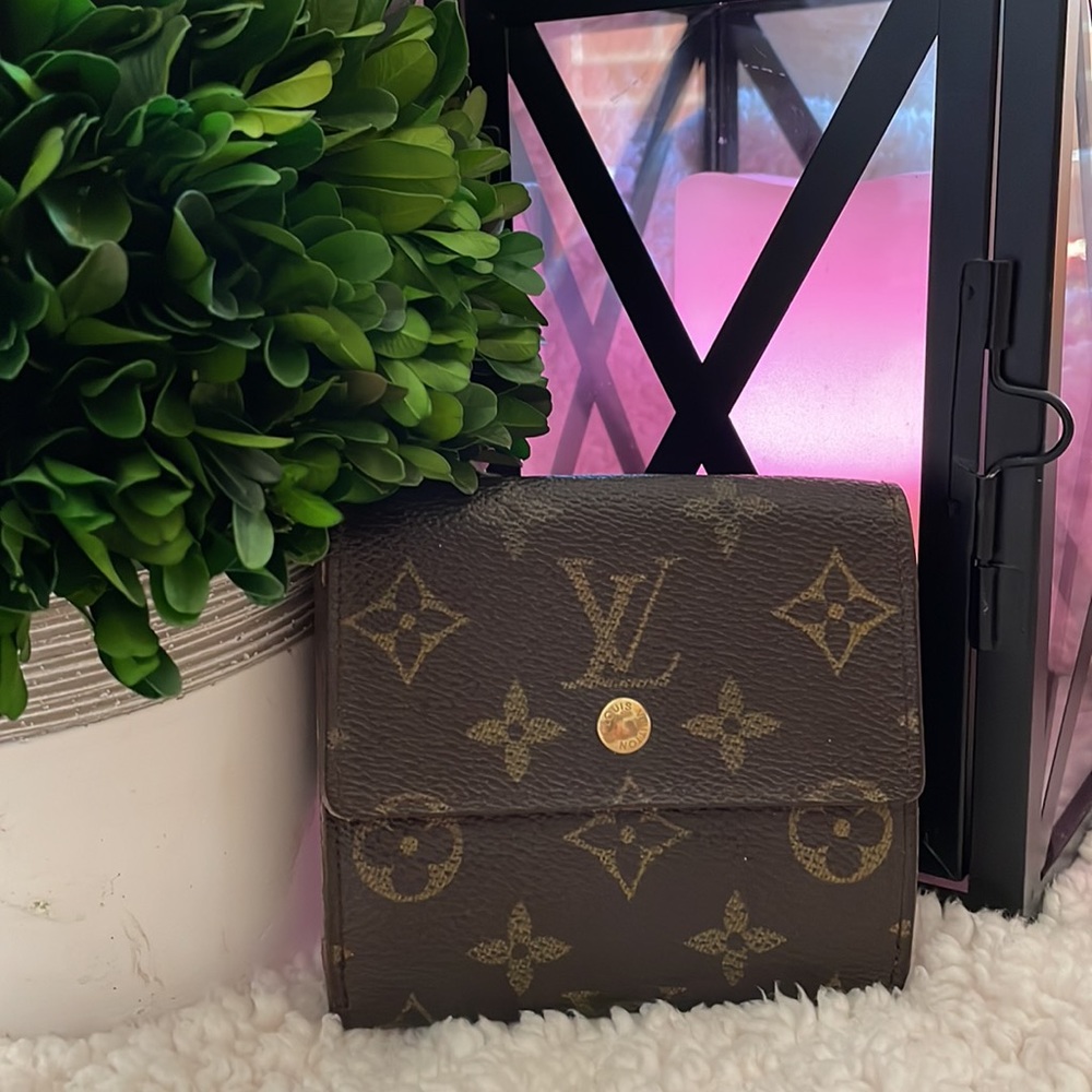 Authentic LV monogram custom Elise trifold w/ coin compartment wallet